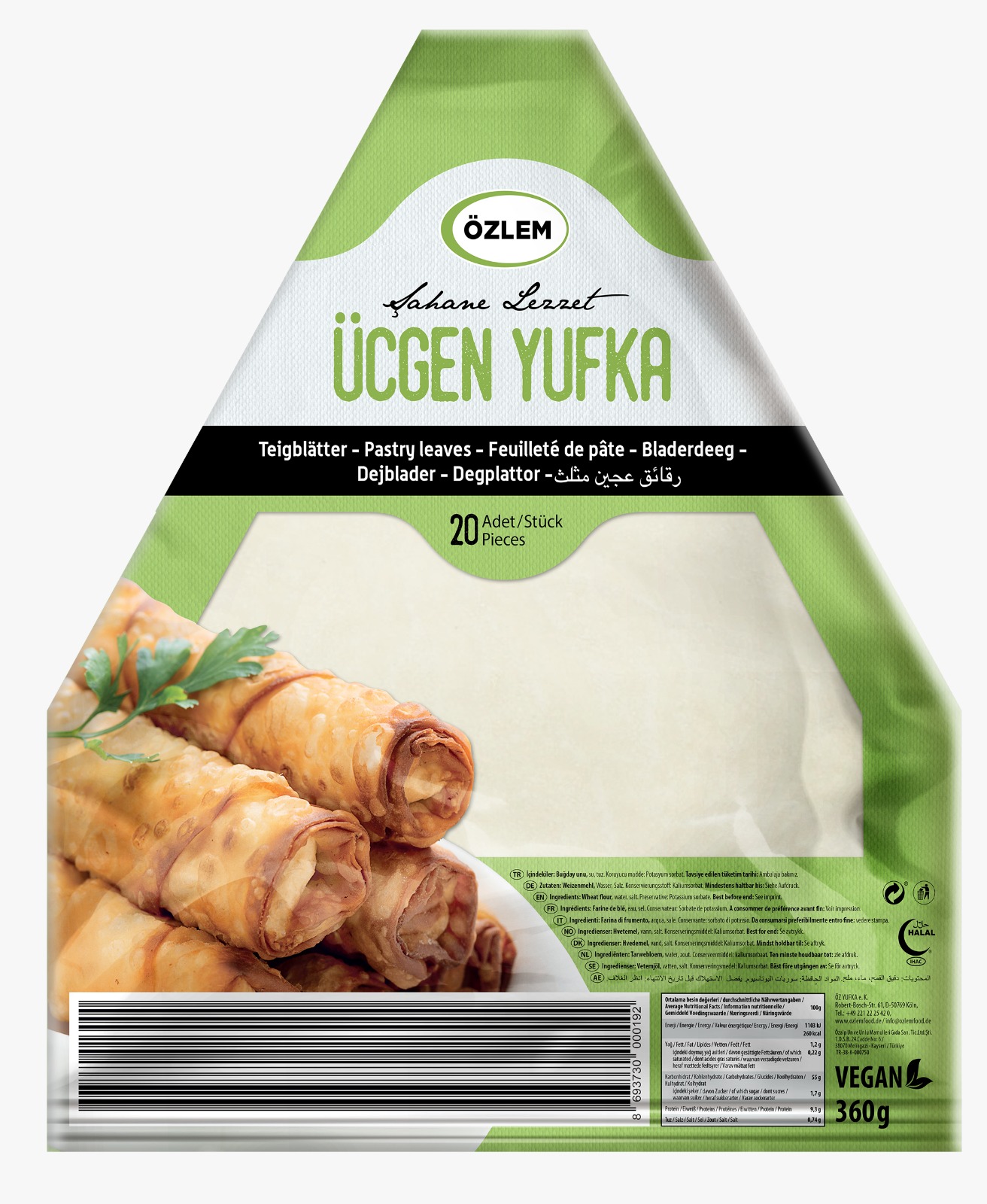 ÖZLEM TEIGBLÄTTER DREIECKIG 360G