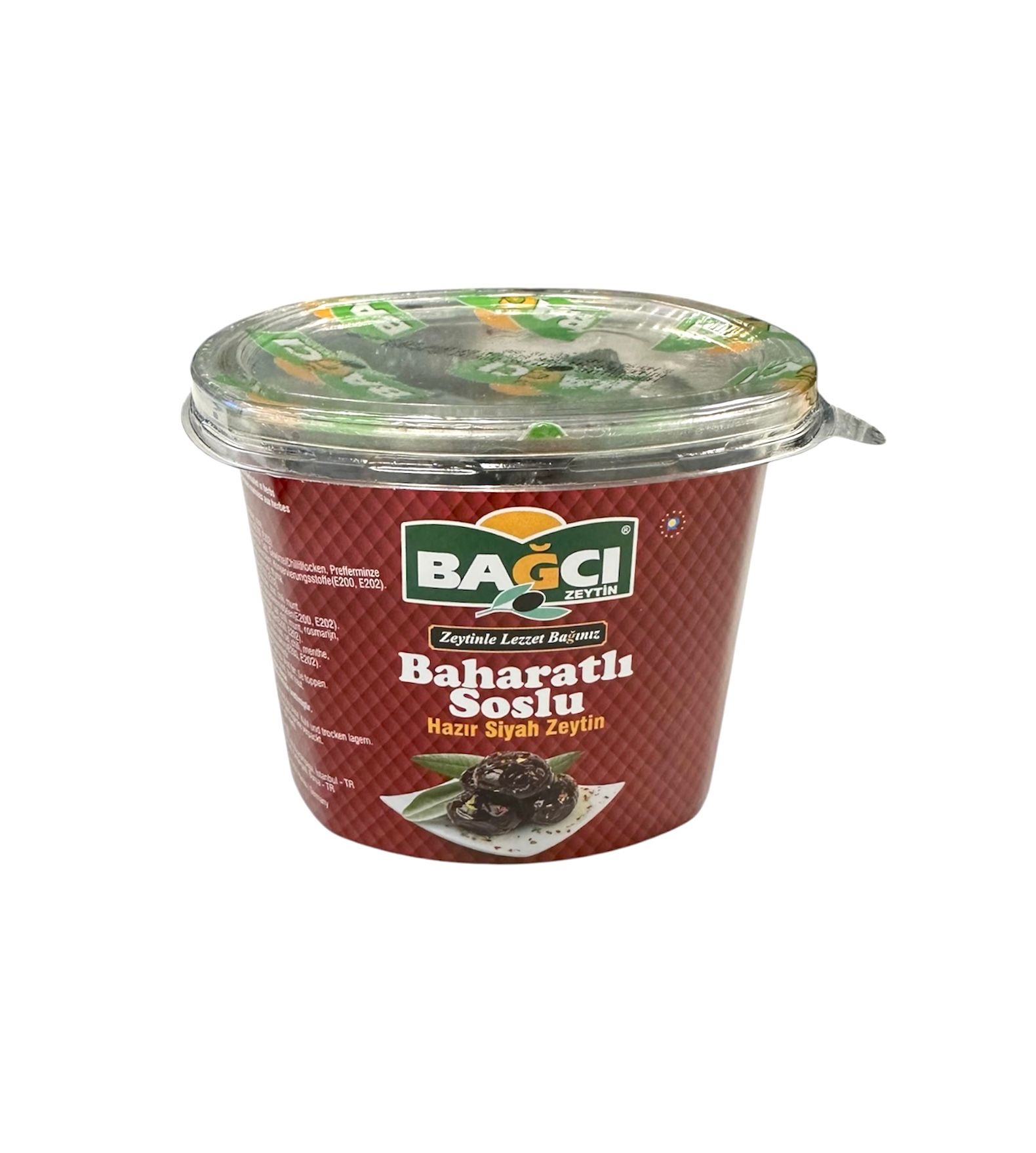 BAGCI SCHWAR. OLIVEN GEWÜRZT 400G OVALE SCHALE